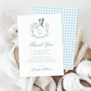 Carte De Remerciements Doux Cimetière Bleu Bleu Cimier bébé garçon Douche