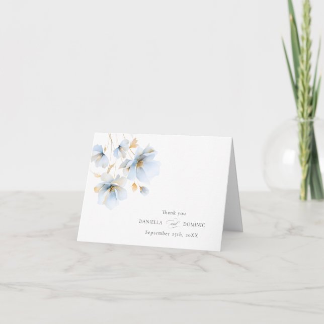 Carte De Remerciements Doux Delicy Dusty Fleur sauvage or Mariage (Devant)
