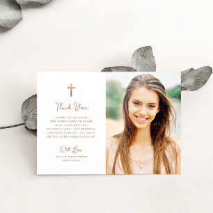 Carte De Remerciements Doux et simple   Confirmation de la photo rose Gol