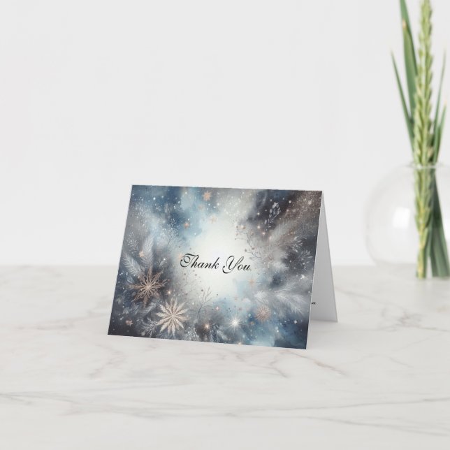 Carte De Remerciements Doux Golden Dusty Blue Romance Mariage (Devant)