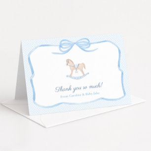 Carte De Remerciements Doux Vintage Rocking Horse Baby Boy Douche