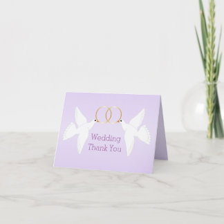 Carte De Remerciements Doves Design Mariage couleur Lilac