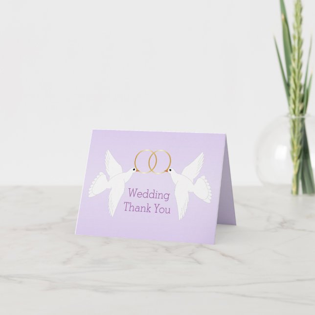 Carte De Remerciements Doves Design Mariage couleur Lilac (Devant)