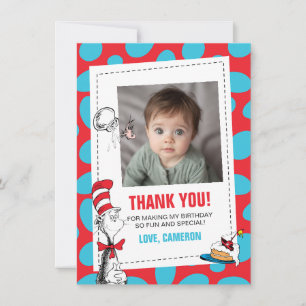 Carte De Remerciements Dr Seuss   Chat à l'anniversaire du Casquette