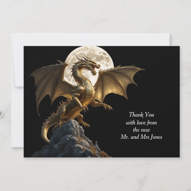 Carte De Remerciements Dragon Féroce qui se Dresse (Devant)
