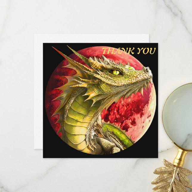 Carte De Remerciements Dragon sur Bloody Moon (Devant/Arrière en situation)