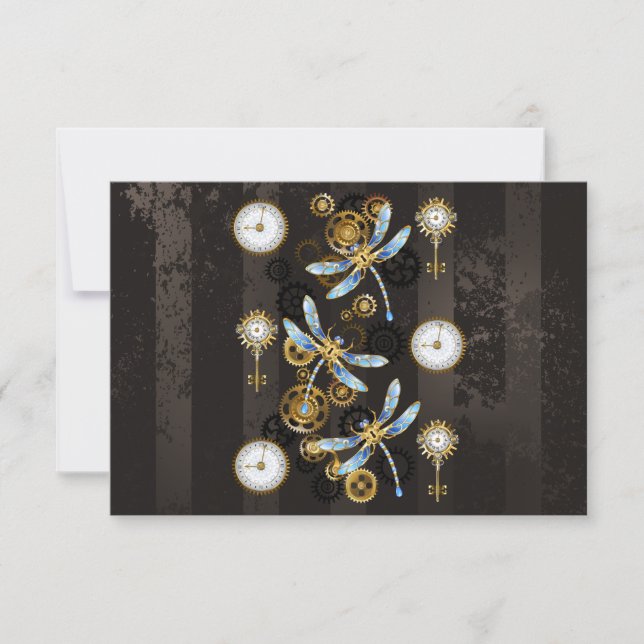 Carte De Remerciements Dragonflies de Steampunk sur arrière - plan rayé b (Devant)