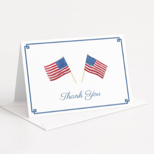 Carte De Remerciements Drapeau Américain à l'aquarelle intemporel Personn