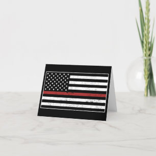 Carte De Remerciements Drapeau américain Thin Red Line Département des po