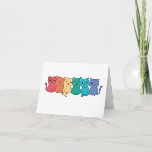 Carte De Remerciements Drapeau arc-en-ciel Gay pride Lgbtq Chats mignons  (Devant)