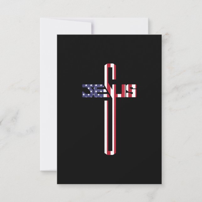 Carte De Remerciements Drapeau croisé de Christian Jesus Patriotique Chri (Devant)