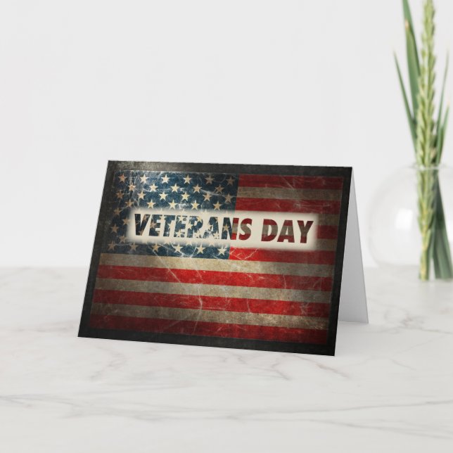 Carte De Remerciements Drapeau grunge américain de jour de vétérans (Devant)