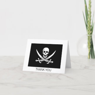 Carte De Remerciements Drapeau pirate crâne épées croisées