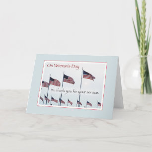 Carte De Remerciements Drapeaux volant le jour de l'ancien combattant