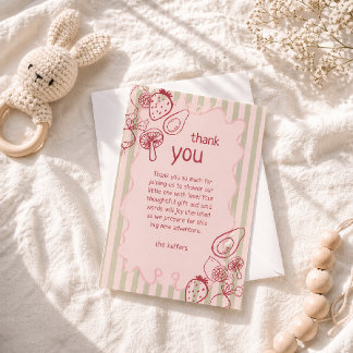 Carte De Remerciements Drawn Locally Grown Farmer's Market Baby Shower 