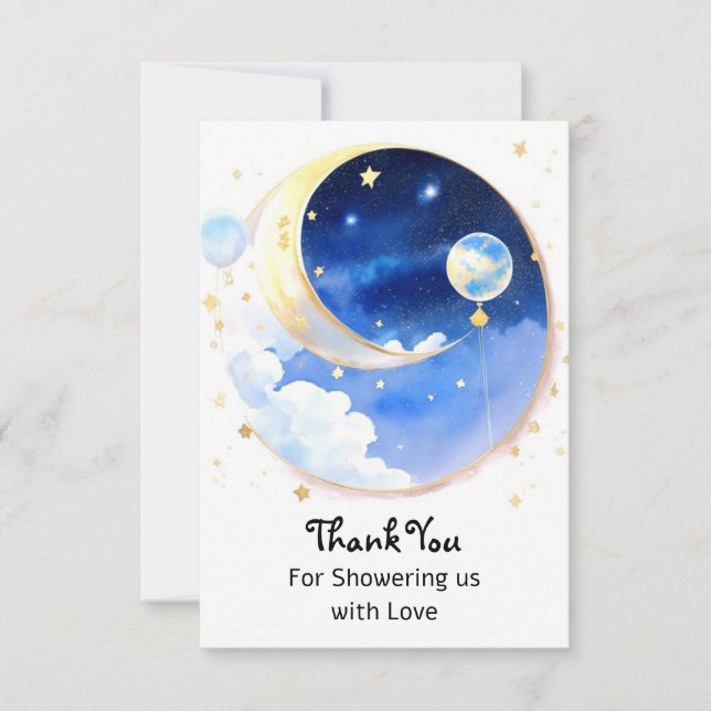 Carte De Remerciements Dreamlike Celestial Space Boy Baby shower (Devant)