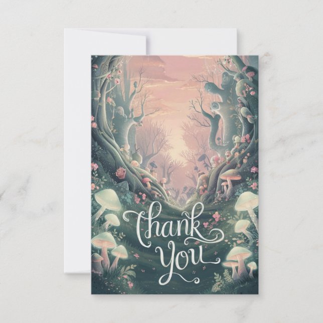 Carte De Remerciements Dreamy Boho Green Woodland (Devant)