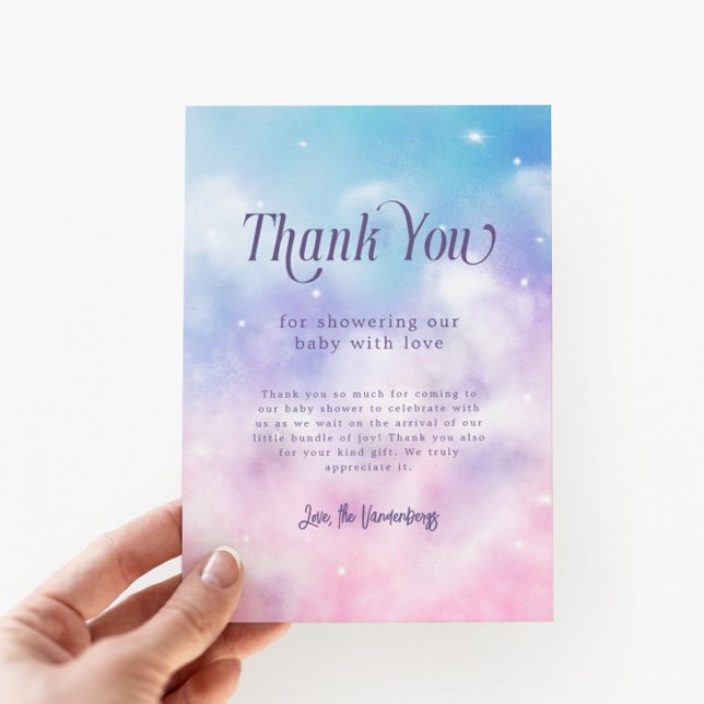 Carte De Remerciements Dreamy Ciel envoyé Baby shower fille (Créateur téléchargé)