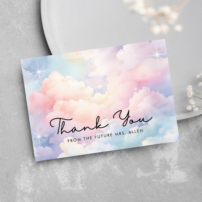 Carte De Remerciements Dreamy Pastel Cloud Fête des mariées (Créateur téléchargé)