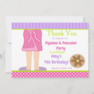 Carte De Remerciements Dressing Gown Pajamas et Pancakes Party