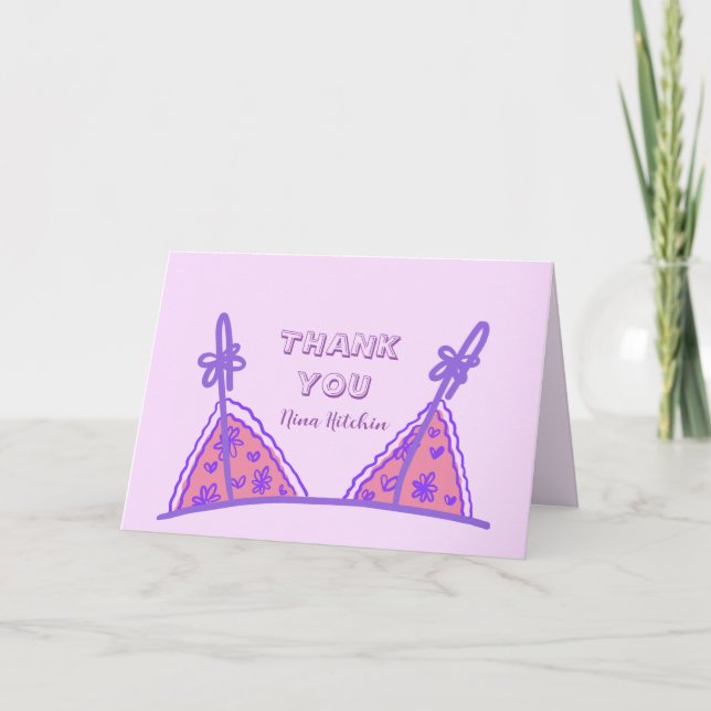 Carte De Remerciements Drôle de lingerie violette coquine pour enterremen (Devant)