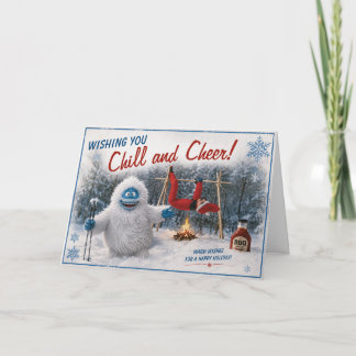 Carte De Remerciements Drôle de Yéti Bumble et d'Elfe grillé pour Noël