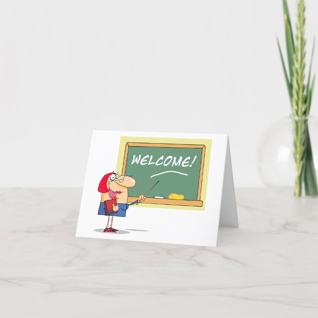 Carte De Remerciements Drôle enseignant de dessin animé Bienvenue à l'éco (Créateur téléchargé)