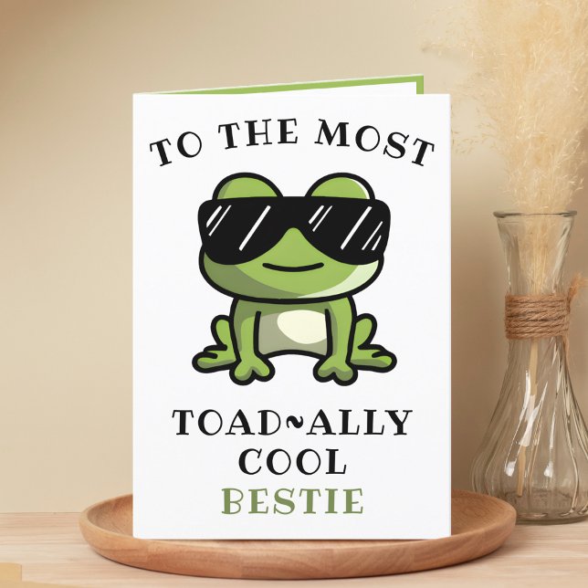 Carte De Remerciements Drôle Grenouille Toad Cool meilleur ami Joyeux ann (Funny Green Frog Toad Cool Best Friend Happy Birthday Thank You Card)