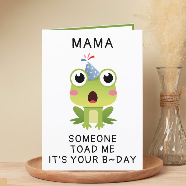 Carte De Remerciements Drôle Grenouille Toad Croak Mère Joyeux anniversai (Funny Frog Toad Croak Mother Happy Birthday Thank You Card)