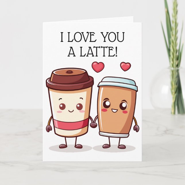 Carte De Remerciements Drôle Je T'Aime Un Latte (Devant)