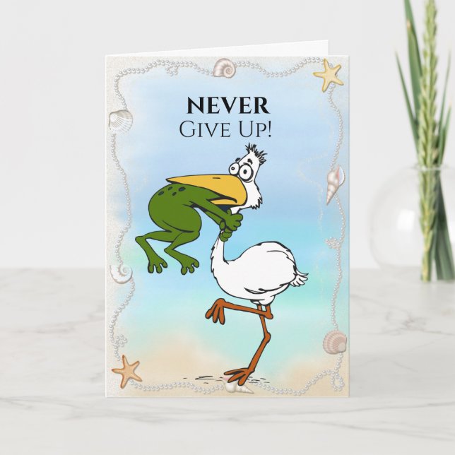 Carte De Remerciements Drôle ne jamais abandonner la grenouille Choquant  (Devant)