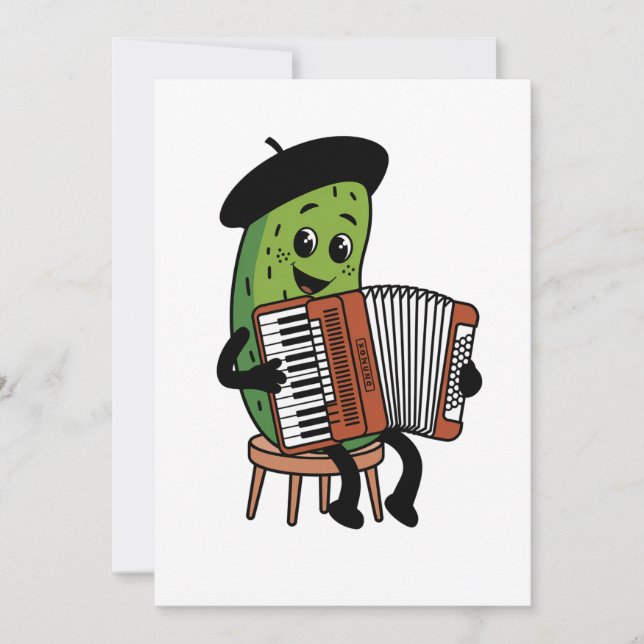 Carte De Remerciements Drôle Pickle Jouer Conception de l'Accordion (Devant)