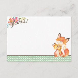 Carte de remerciements du Baby shower de Fox Woodl