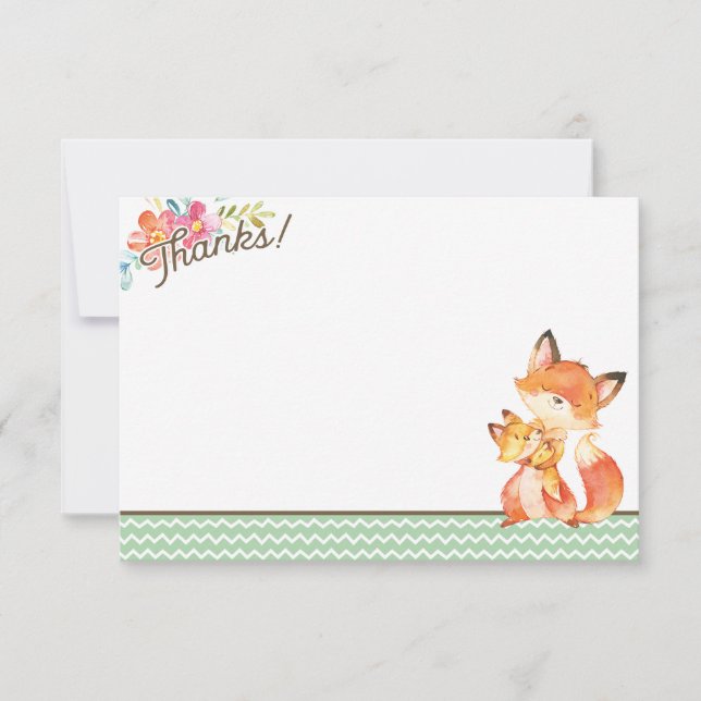 Carte de remerciements du Baby shower de Fox Woodl (Devant)