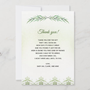 Carte de remerciements du Baby shower de la branch