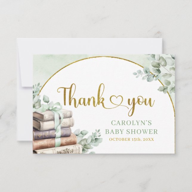 Carte de remerciements du Baby shower de livres de (Devant)