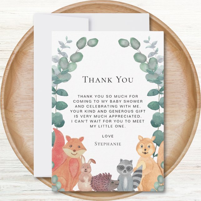 Carte de remerciements du Baby shower des animaux  (Créateur téléchargé)