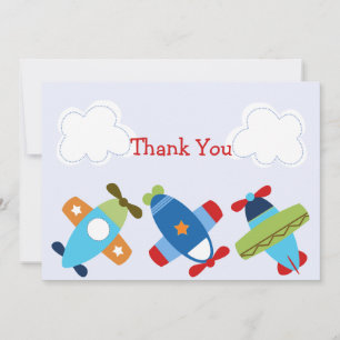 Carte de remerciements du Baby shower des avions