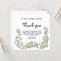 Carte de remerciements du baby shower frontalier f
