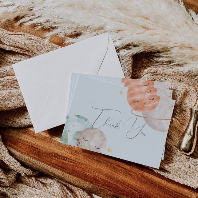 Carte de remerciements du Baby shower spatial (Créateur téléchargé)