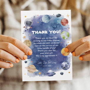 Carte de remerciements du Baby shower spatial Astr
