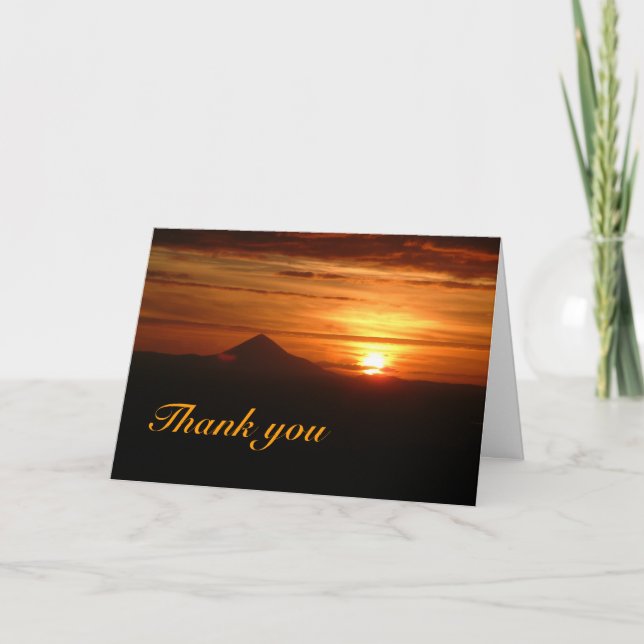 Carte de remerciements du coucher de soleil avec m (Devant)
