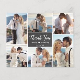 Carte de remerciements du Mariage de collage du ta