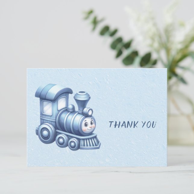 Carte de remerciements du train bleu (Debout devant)