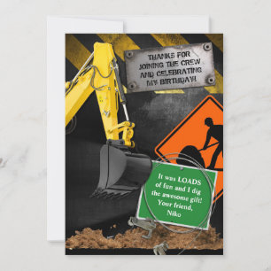 Carte de remerciements du travailleur de construct