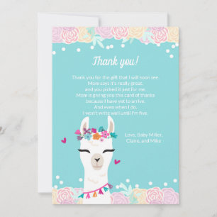 Carte de remerciements du visage d'Alpaca