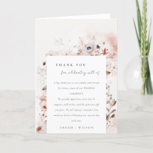 Carte De Remerciements Dusky Fall Marsala Blush Floral Wreath Mariage
