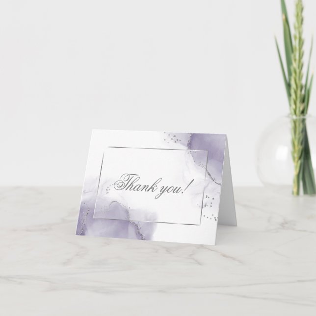 Carte De Remerciements Dusty Amethyst Purple Argent Abstrait (Devant)