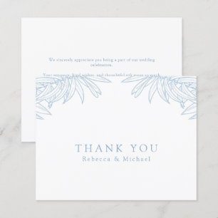 Carte De Remerciements Dusty Bleu Simple Main tiré Mariage botanique