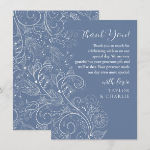 Carte De Remerciements Dusty Blue élégant Mariage floral